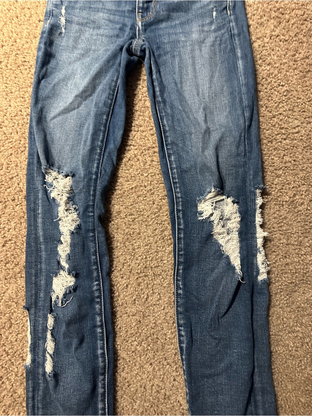 American Eagle Outfitters Distressed Dark Blue Skinny Jeans